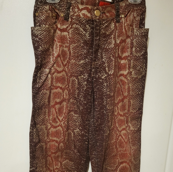 Vintage V Christina Denim Capri Pants Sparkle Animal Print Size 10P - Picture 1 of 7